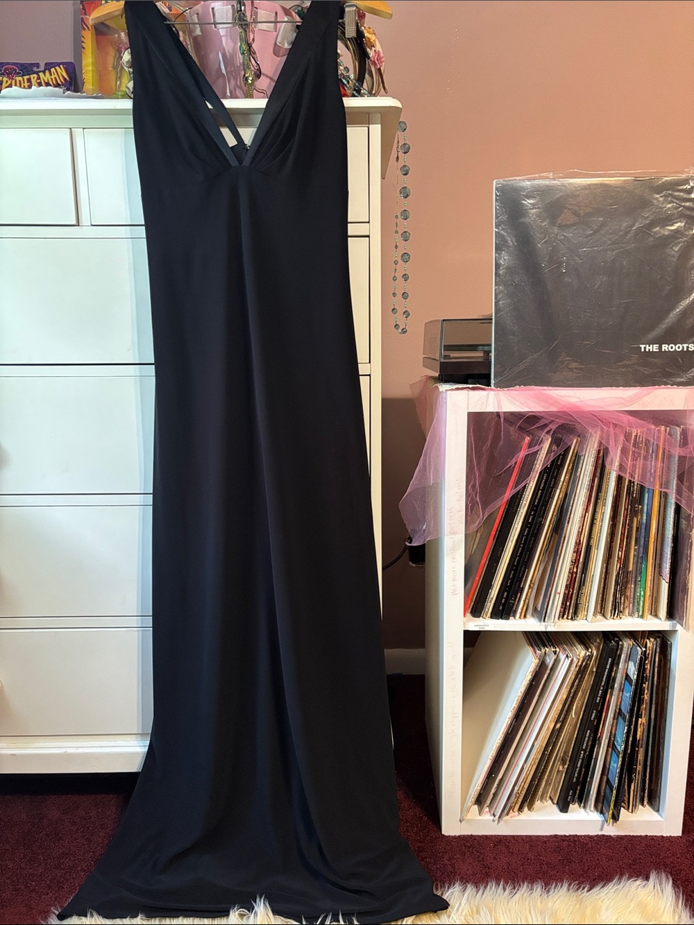 Vintage Y2K Laundry Shelli Segal Gown Black Silk Maxi Formal Event Gala 10 Sexy